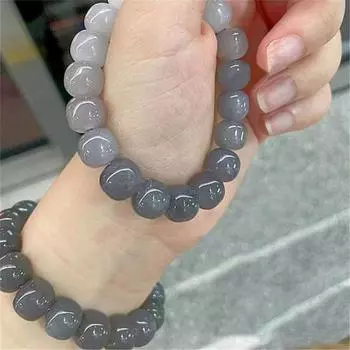 Женский браслет Элегантный градиентный полупрозрачный глянцевый стеклянный круглый бисер Женский браслет Ювелирные изделия серый