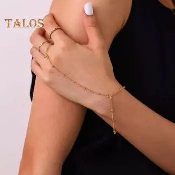 Женский браслет, кольцо, интегрированный сплав, ретро-цепочка, браслет, кольцо, полая цепь, палец, рабский браслет, бохо, пляжные украшения, подарок серебряный