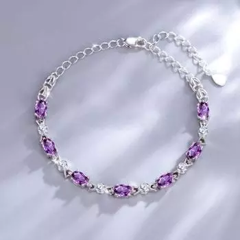 Женский браслет контрастного цвета, фиолетовый, искусственный кристалл, регулируемый размер, длина, медное запястье фиолетовый