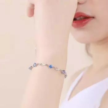 Женский браслет контрастного цвета, фиолетовый, со стразами, регулируемый размер, длина, медное запястье, ювелирные изделия белый