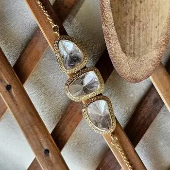 Женский браслет Kundan Polki с золотой отделкой, ювелирные изделия из стерлингового серебра 925 пробы