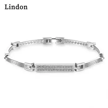 Женский браслет Lindon с посеребрением из искусственных кристаллов, простой браслет золотой