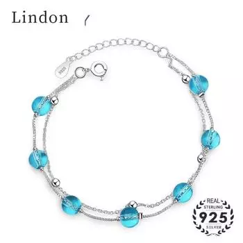 Женский браслет Lindon с серебрением, круглые ювелирные украшения, подарки на вечеринку синий