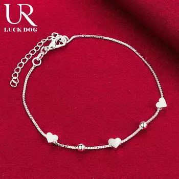 Женский браслет Love из стерлингового серебра 925 пробы, модные свадебные украшения 20CM