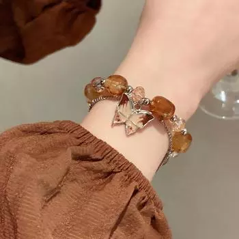 Женский браслет Майяра, капля масла, бабочка, двухслойный браслет, ниша в стиле ретро, универсальный браслет, индивидуальный дизайн, ручные украшения, подарок