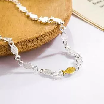 Женский браслет, маленькая цепочка в виде рыбки, регулируемый браслет из ниток, ювелирный подарок на годовщину ко дню святого Валентина