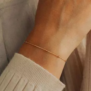 Женский браслет, маленькие бусины, сплошной цвет, устойчивая к повреждению ручная цепочка для повседневного ношения серебряный