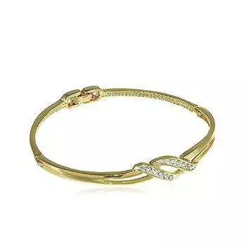 Женский браслет-манжета Estele с золотым и родиевым покрытием Wave Designer Twin Line