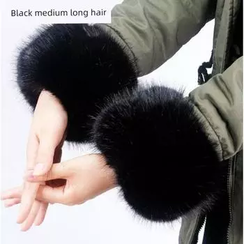 Женский браслет-манжета в виде кролика Black mid-long hairy pair One size