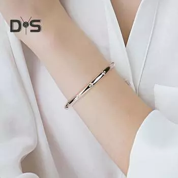 Женский браслет медно-серебристого цвета, изогнутый, регулируемый, гладкий, полированный, с блеском, на запястье, подарок на годовщину дня рождения, легкий браслет A