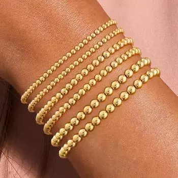 Женский браслет, многослойные бусины из сплава, блестящий полированный, простой стиль, однотонный, вакуумное гальваническое покрытие, повседневная одежда, браслет для свиданий и вечеринок 7