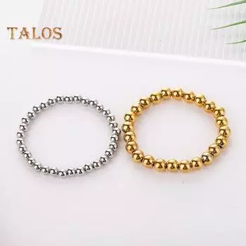 Женский браслет, многослойные бусины из сплава, блестящий полированный, простой стиль, однотонный, вакуумное гальваническое покрытие, повседневная одежда, браслет для свиданий и вечеринок 7