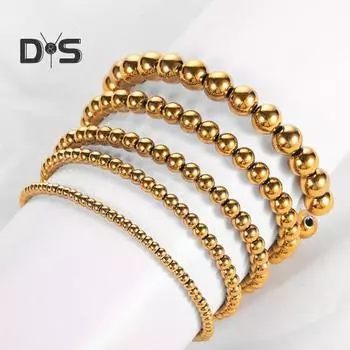 Женский браслет, многослойные бусины из сплава, блестящий полированный, простой стиль, однотонный, вакуумное гальваническое покрытие, повседневная одежда, браслет для свиданий и вечеринок 7