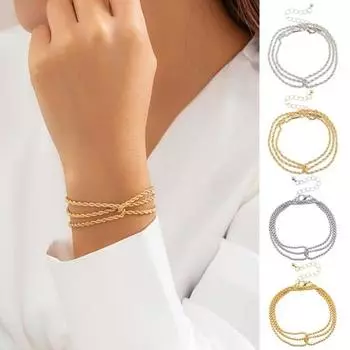 Женский браслет многослойный однотонный в стиле хип-хоп, панк, холодный стиль, регулируемый зажим-лобстер, гладкий A белый