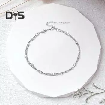 Женский браслет на щиколотку, 2 слоя, зажим-карабин, регулируемая удлиненная цепочка, водонепроницаемый сплав, однотонный, легкий, для отдыха на пляже, ювелирные изделия на щиколотку золотистый