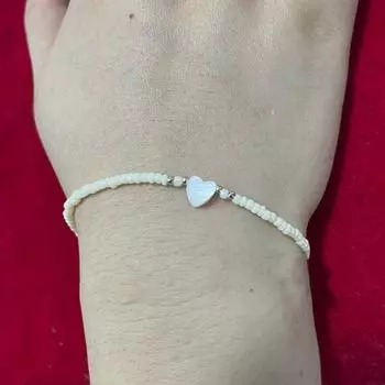 Женский браслет на щиколотку с белыми ракушками, гладкий, регулируемая длина, подвеска в форме сердца в стиле бохо A