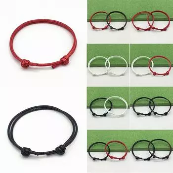 Женский браслет на свадьбу, регулируемая счастливая пара, 2 шт./компл., украшения для ног, простые аксессуары из веревки ручной работы Black+White