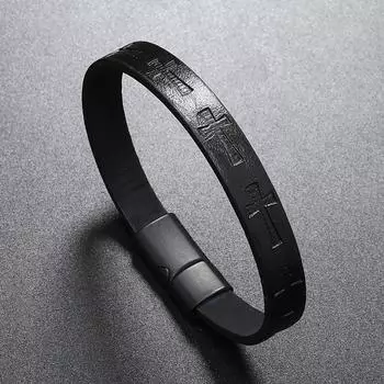 Женский браслет на запястье мужской модный плетеный 1шт браслет любовь искусственная кожа крест изящные ювелирные изделия чёрный