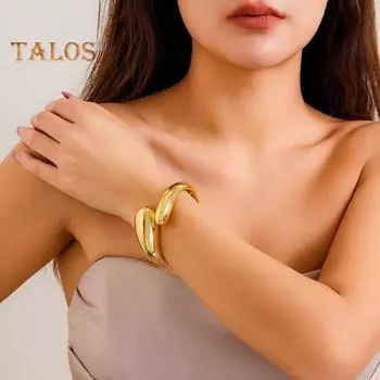 Женский браслет открытый регулируемый цинковый сплав золотистого цвета гладкий гальванизированный полированный наручный ювелирный подарок на годовщину дня рождения легкий браслет серебряный