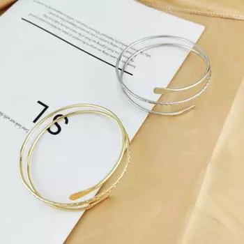 Женский браслет, открытый регулируемый, трехслойный, однотонный, полированный, с гальваническим покрытием, из нержавеющей стали, легкий, в стиле панк, хип-хоп, крутой браслет для девочек, кольцо на руку, ювелирные изделия золотистый