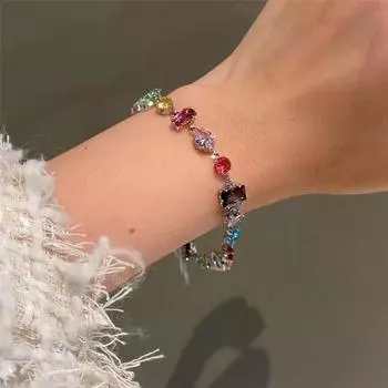 Женский браслет-ожерелье многоцветный конфетный цвет кубический цирконий регулируемая длина леди A