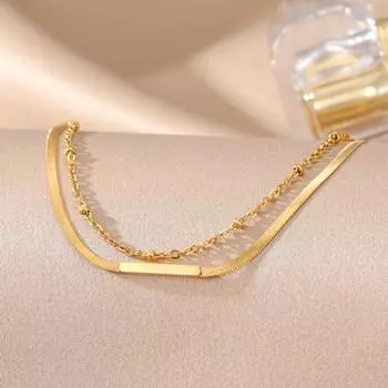 Женский браслет Подарок на вечеринку с кисточкой Двухслойный темпераментный браслет для пар Корейский браслет Студентка Прекрасный браслет Браслет-цепочка из змеиной кости золотой