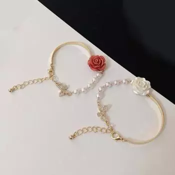 Женский браслет, привлекательный износостойкий медный универсальный женский браслет с бабочкой, ювелирное изделие, подарок для девочки красный