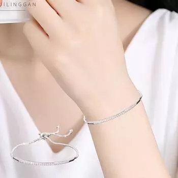 Женский браслет, регулируемый блестящий штабелируемый браслет со стразами для женщин, ювелирные изделия из искусственного хрусталя, подарок розового золота