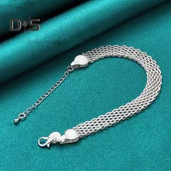 Женский браслет, регулируемый, плетеный, ажурный, серебряный, полированный, широкий, для пар, повседневная одежда, выпускной, запястье, подарок на праздник серебряный