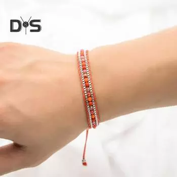 Женский браслет, регулируемый, плетеный, искусственный кристалл, винтажный, этнический стиль, ажурные украшения на запястье, праздничный подарок, вечеринка, рабочий браслет C