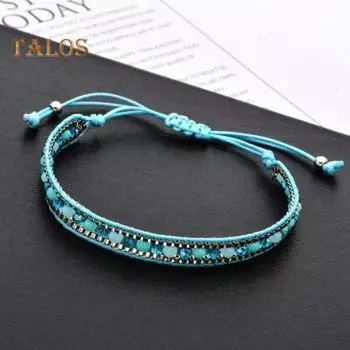 Женский браслет, регулируемый, плетеный, искусственный кристалл, винтажный, этнический стиль, ажурные украшения на запястье, праздничный подарок, вечеринка, рабочий браслет E