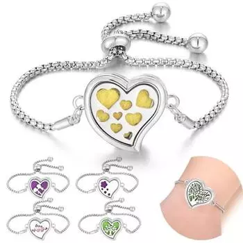Женский браслет регулируемый размер сердце полое украшение ароматерапия аромат диффузор браслет ювелирные изделия аксессуар C