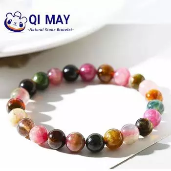 Женский браслет ручной работы с разноцветным турмалином и бисером из натурального камня, очаровательный браслет из бисера, браслет для йоги, ювелирное изделие, подарок