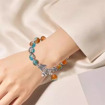 Женский браслет с эластичным шнуром, цветные бусины, бабочка, слон, кулон Bestie красный