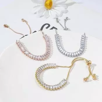 Женский браслет с блестящим кубическим цирконием, инкрустация, регулируемая кисточка, сверкающая нержавеющая сталь, изысканный праздничный подарок, ювелирные изделия на запястье, женский браслет серебряный