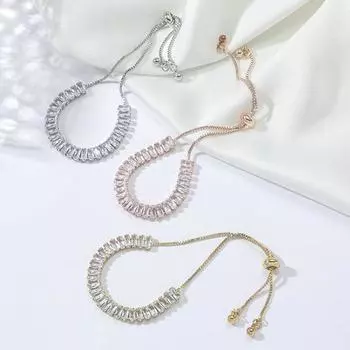 Женский браслет с блестящим кубическим цирконием, инкрустация, регулируемая кисточка, сверкающая нержавеющая сталь, изысканный праздничный подарок, ювелирные изделия на запястье, женский браслет серебряный