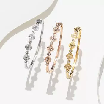 Женский браслет с четырехлистным клевером, высококачественный темпераментный циркон, позолоченный 18 карат