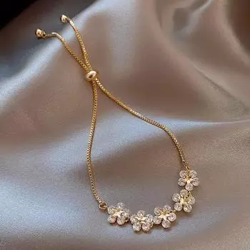 Женский браслет с цветком пятиконечная звезда, ювелирные изделия из кубического циркония, изысканный долговечный браслет