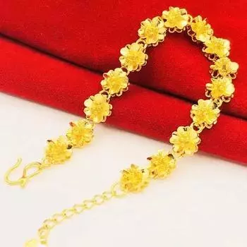 Женский браслет с цветком сливы, регулируемый, золотистого цвета, модный браслет, универсальный темперамент, подарить жене one size(16-22CM)