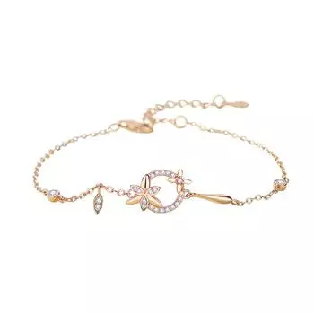 Женский браслет с цветочным принтом, стерлинговое серебро 925 пробы, розовое золото, корейское издание, Instagram, летний свежий браслет, наконечник Adjustable size