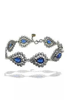 Женский браслет с филигранным серебряным камнем и сапфиром серии Miras