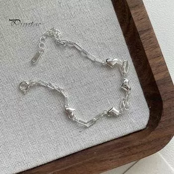 Женский браслет с гальваническим покрытием, регулируемый, с удлиненной цепочкой, ажурным сердечком, посеребренное запястье, украшения для отпуска, работы, повседневной носки, юбилея серебряный