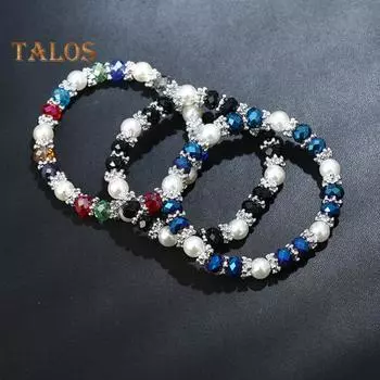 Женский браслет с искусственным кристаллом и искусственным жемчугом, контрастный цвет, объятия, удача, внутренний мир, браслет, подарок на день рождения для девушки, матери, леди, ювелирные изделия на запястье разноцветный