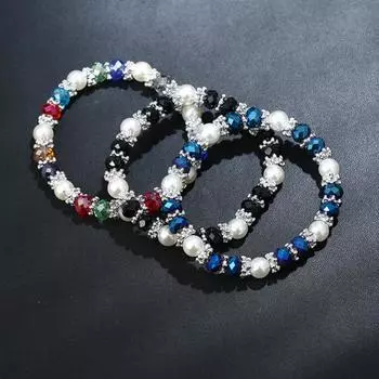 Женский браслет с искусственным кристаллом и искусственным жемчугом, контрастный цвет, браслет «Объятия», «Удача, внутренний мир» разноцветный