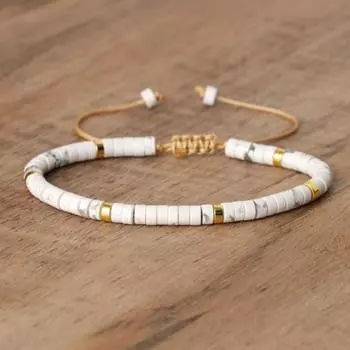 Женский браслет с кисточкой, регулируемый шнур, натуральный камень, гладкий разум, исцеление, спокойствие, уверенность светло-фиолетовый