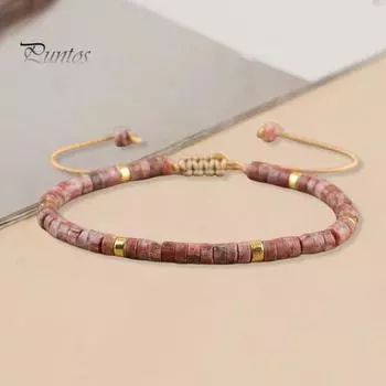 Женский браслет с кисточкой, регулируемый шнур, натуральный камень, гладкий, исцеление разума, спокойствие, уверенность, ювелирные изделия ручной работы на День благодарения, Рождество, дни рождения коричневый