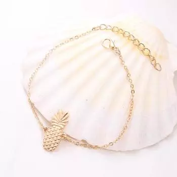 Женский браслет с подвеской в виде ананаса и регулируемой удлиненной цепочкой, чистый цвет, легкие украшения для отдыха на щиколотке для пляжа золотистый
