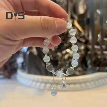 Женский браслет с подвеской в виде бабочки из искусственного опала, стразы, бант, лунный колокольчик, украшение, браслет из лунного камня, подарок на день рождения, ювелирные изделия на запястье P