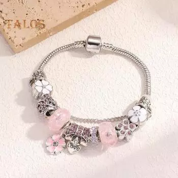 Женский браслет с подвеской в виде клевера с несколькими цветами, надежное закрытие, украшение из горного хрусталя, регулируемый браслет из сплава для выпускного, свидания, работы, на запястье, ювелирные изделия 21cm A