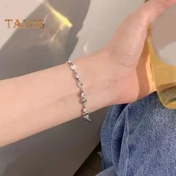 Женский браслет с полым сердцем, украшение из стразов, регулируемая длина, лучшая подруга, подарок, женская цепочка на запястье, выпускной вечер, свидание, ювелирные изделия белый